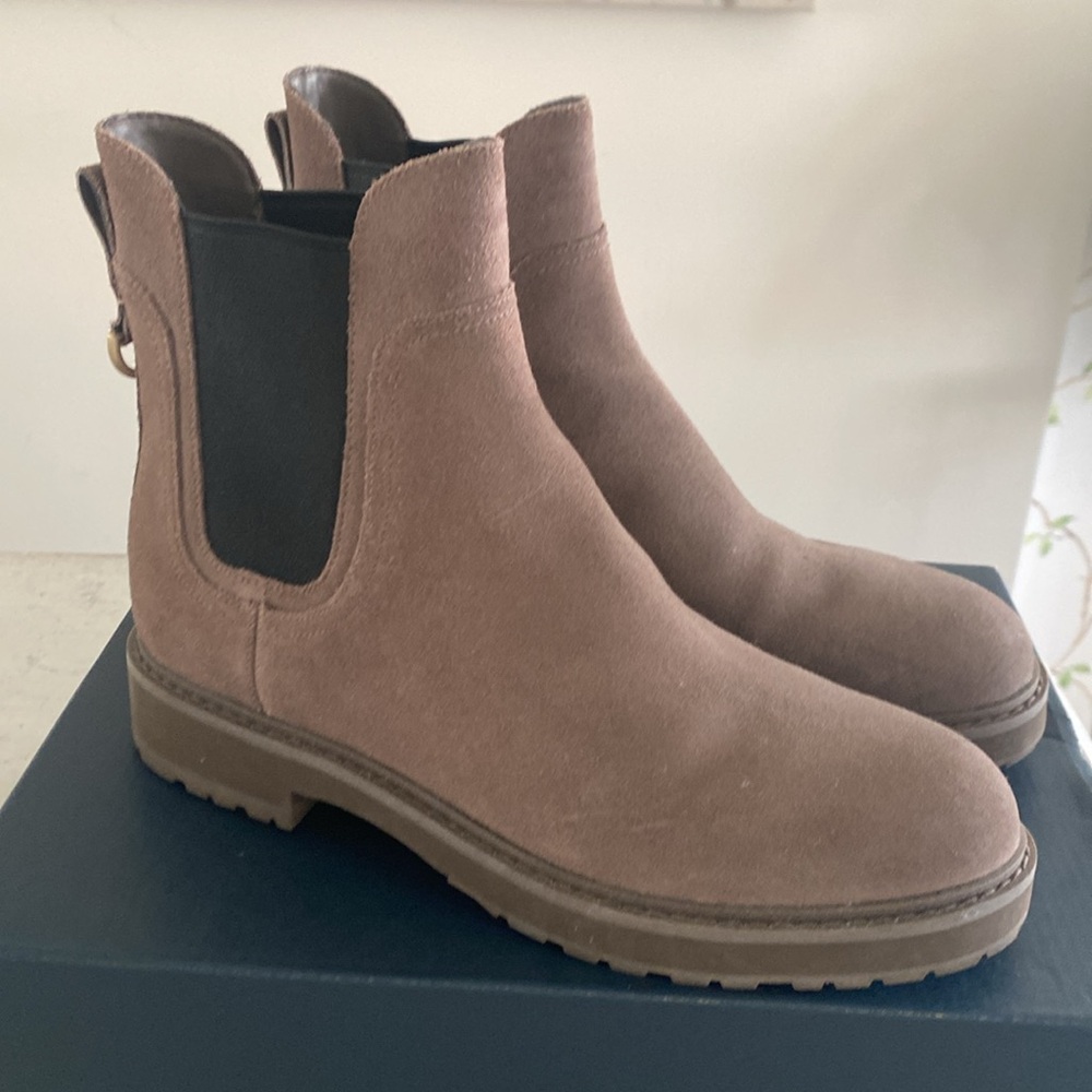 Cole Haan Taupe Suede Chelsea Ankle Boots